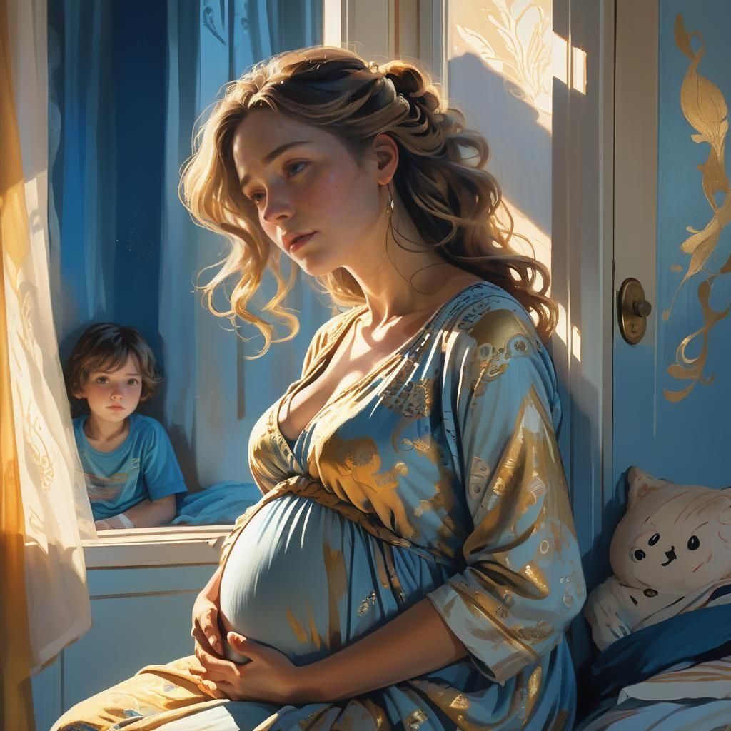 Detached Pregnant Woman Portrait in Artgerm Style