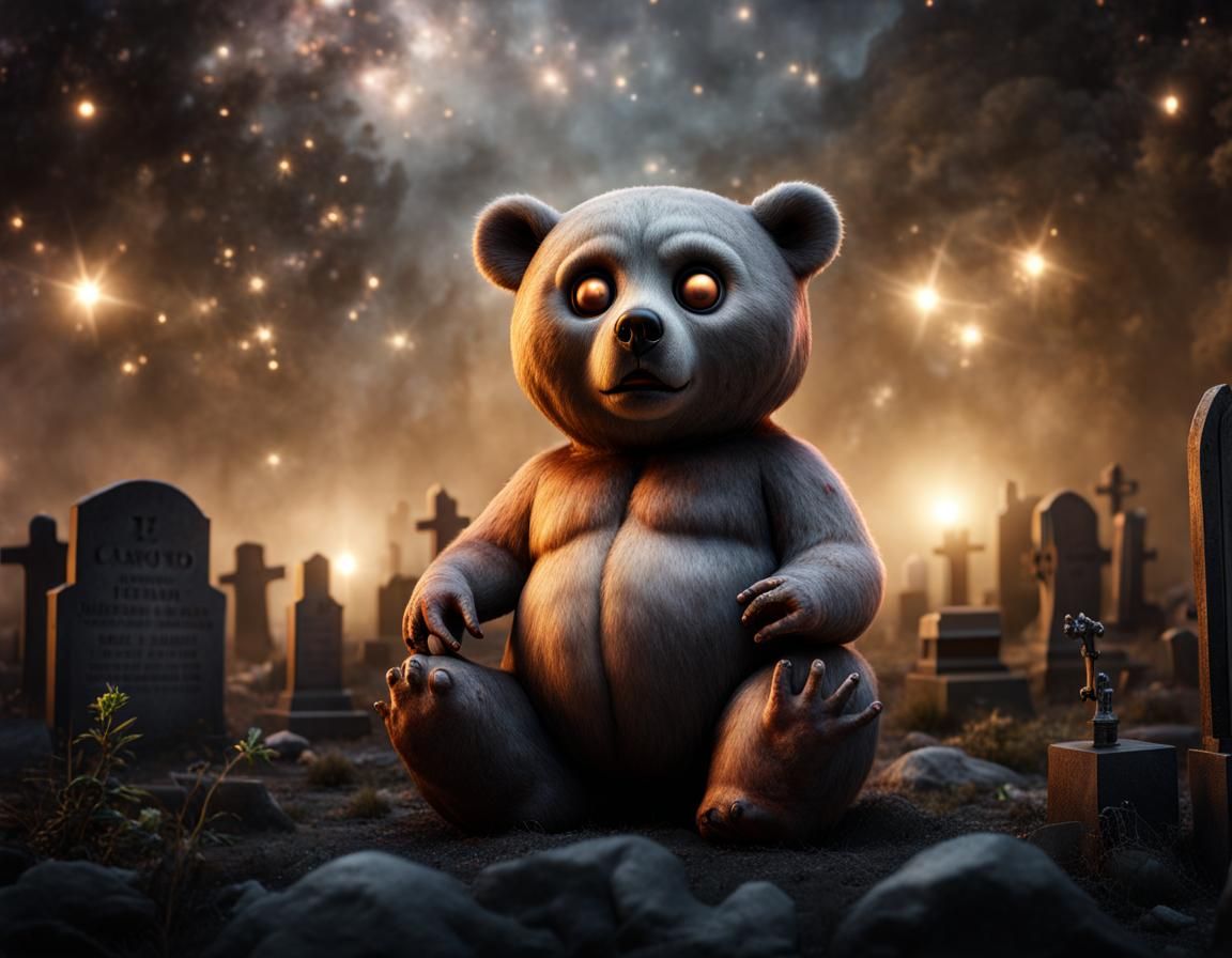 Photorealistic 3D Portrait: Adorable Zombie Bear in Cosmos