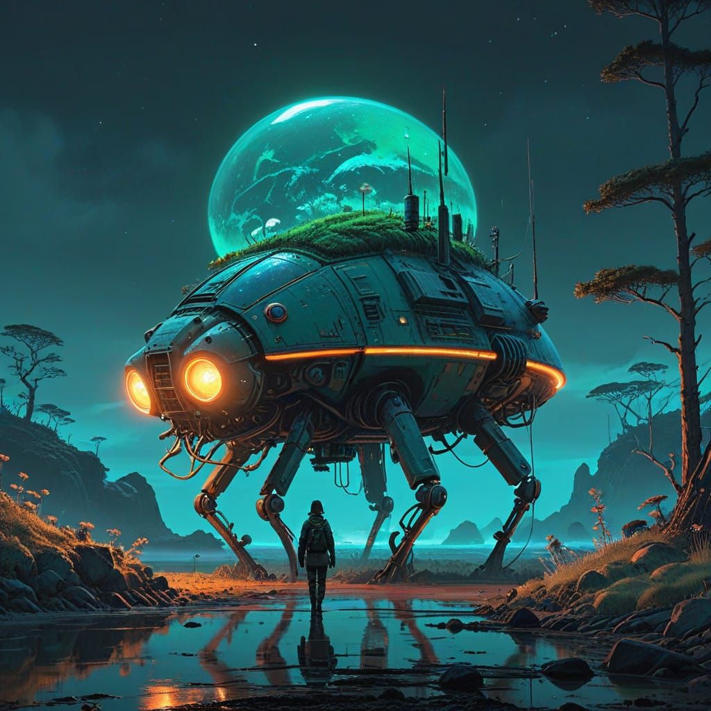 Glowing Oceanic Wonders in Ethereal Blue-Green Light