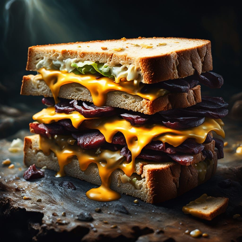 Ominous Sandwich in Dark Fantasy Style