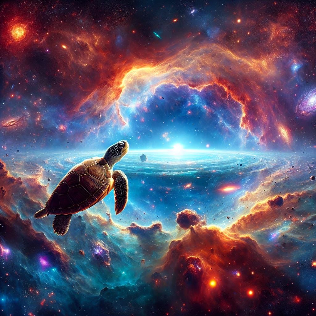 Turtle Witnessing the Big Bang in Space