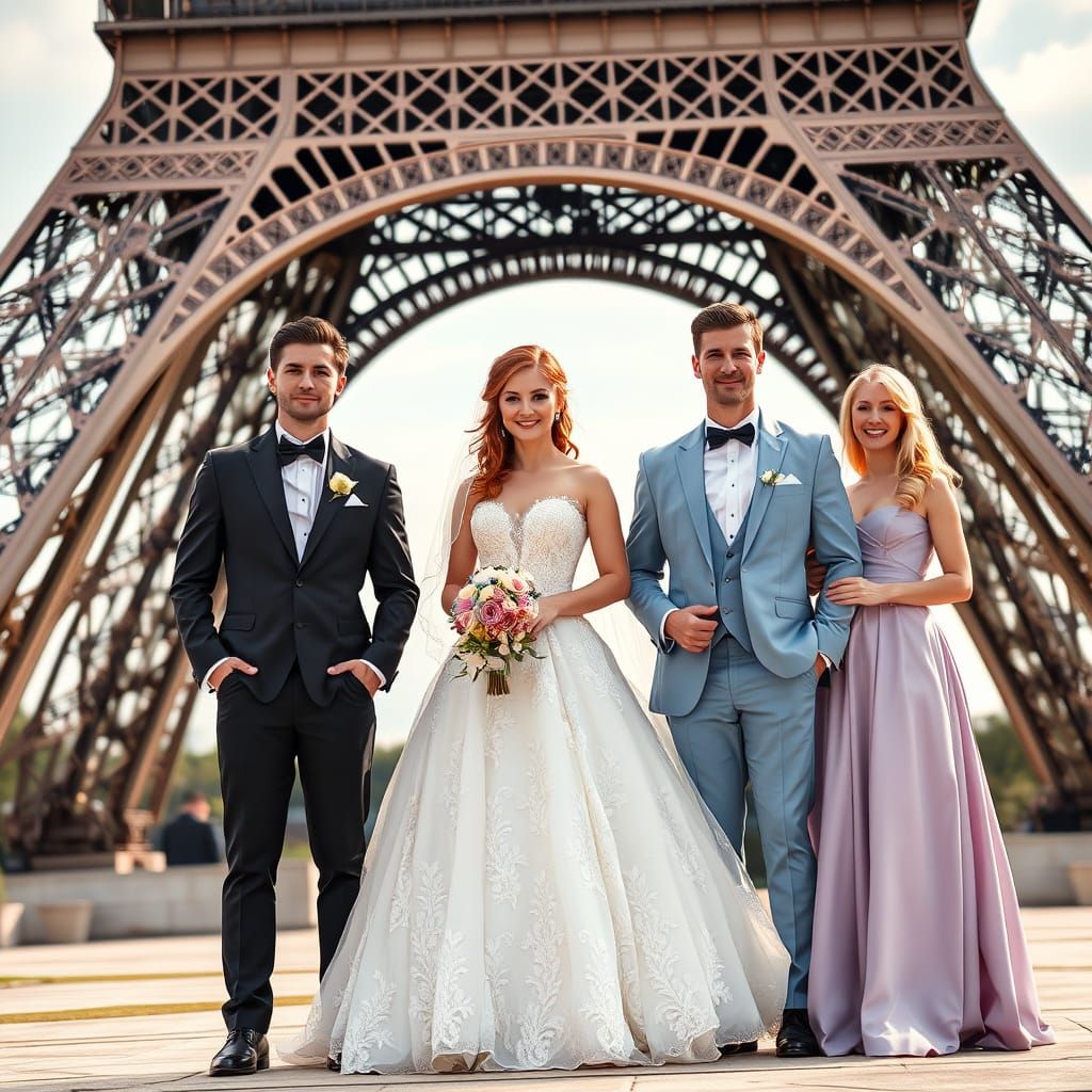 Stunning Wedding Party in Parisian Elegance