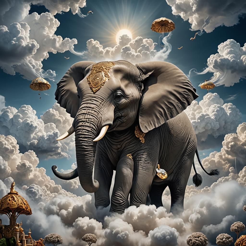 Elegant Cloud Elephant: A Hyperdetailed Fantasy Portrait