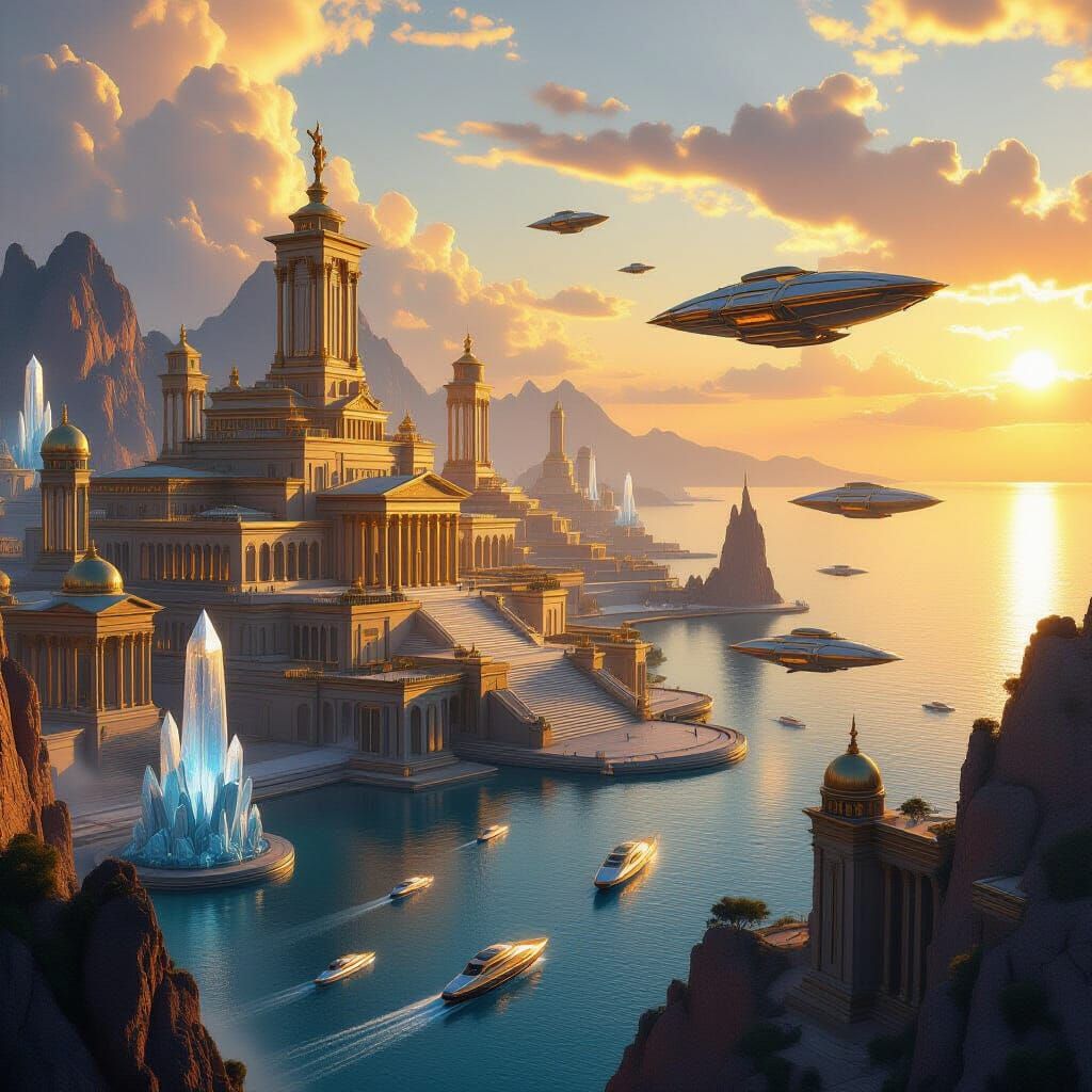 Atlantis Before the Flood with Ancient Flying Ships