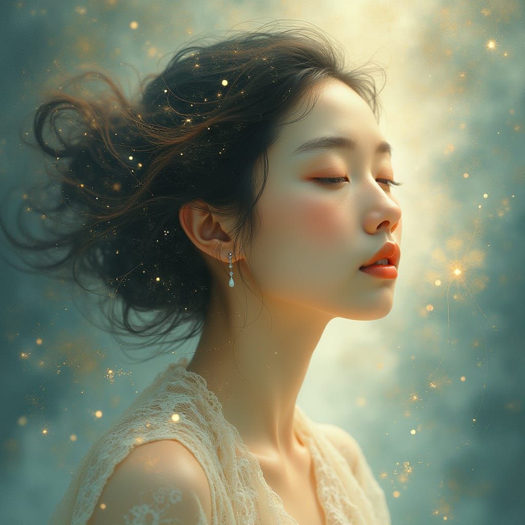 Empathetic Goddess of Interstellar Compassion in Asian Elega...