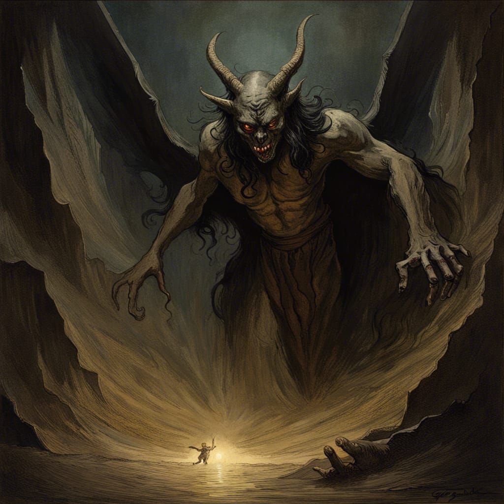 Terrifying Demon in Dark Fantasy Style