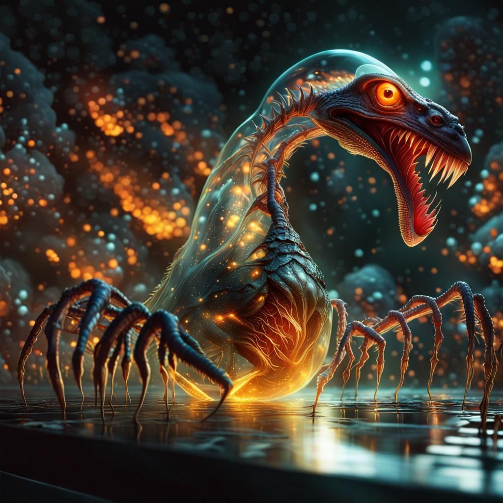 Viscous Alien Invasion: Sci-Fi Art in Vivid Lighting