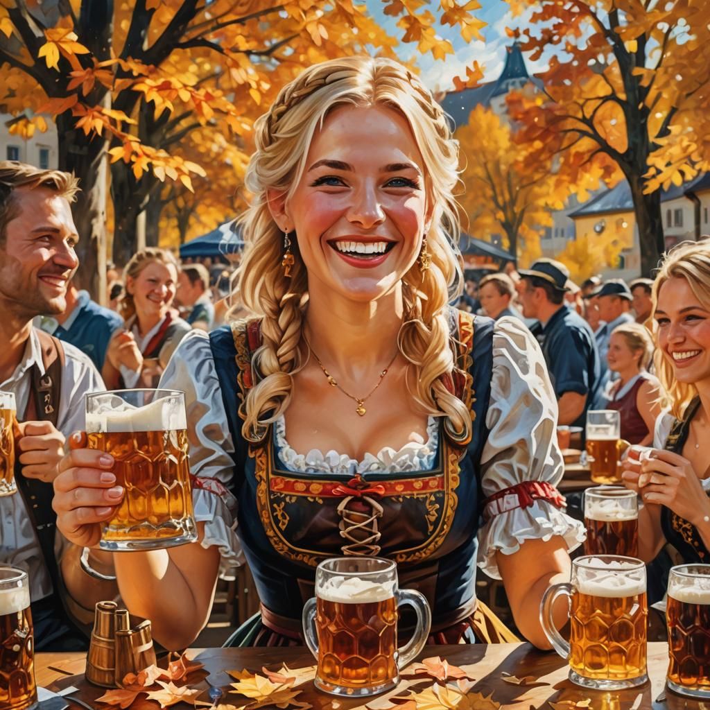 Oktoberfest Joy: A Vibrant Oil Painting Portrait