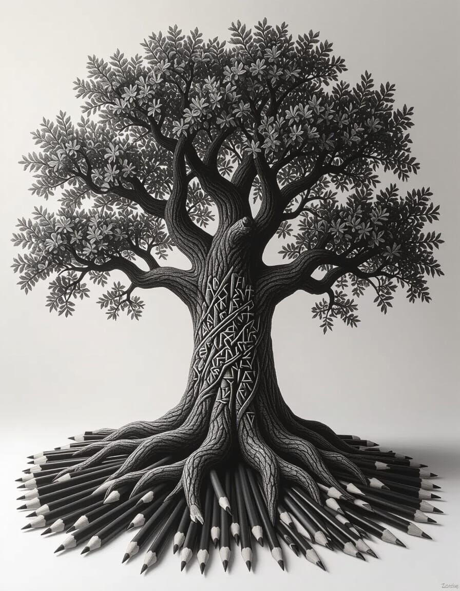 Oak Tree Transforms Into Graphite Pencils