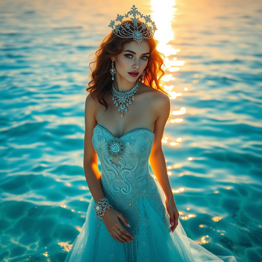 Goddess of Water in Haute Couture Elegance