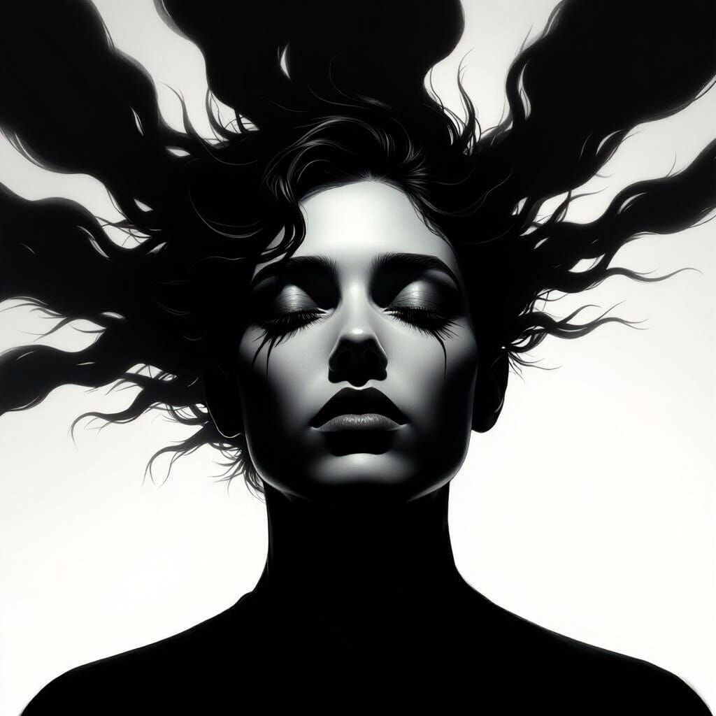 Mysterious Face Emerging From Darkness Silhouette