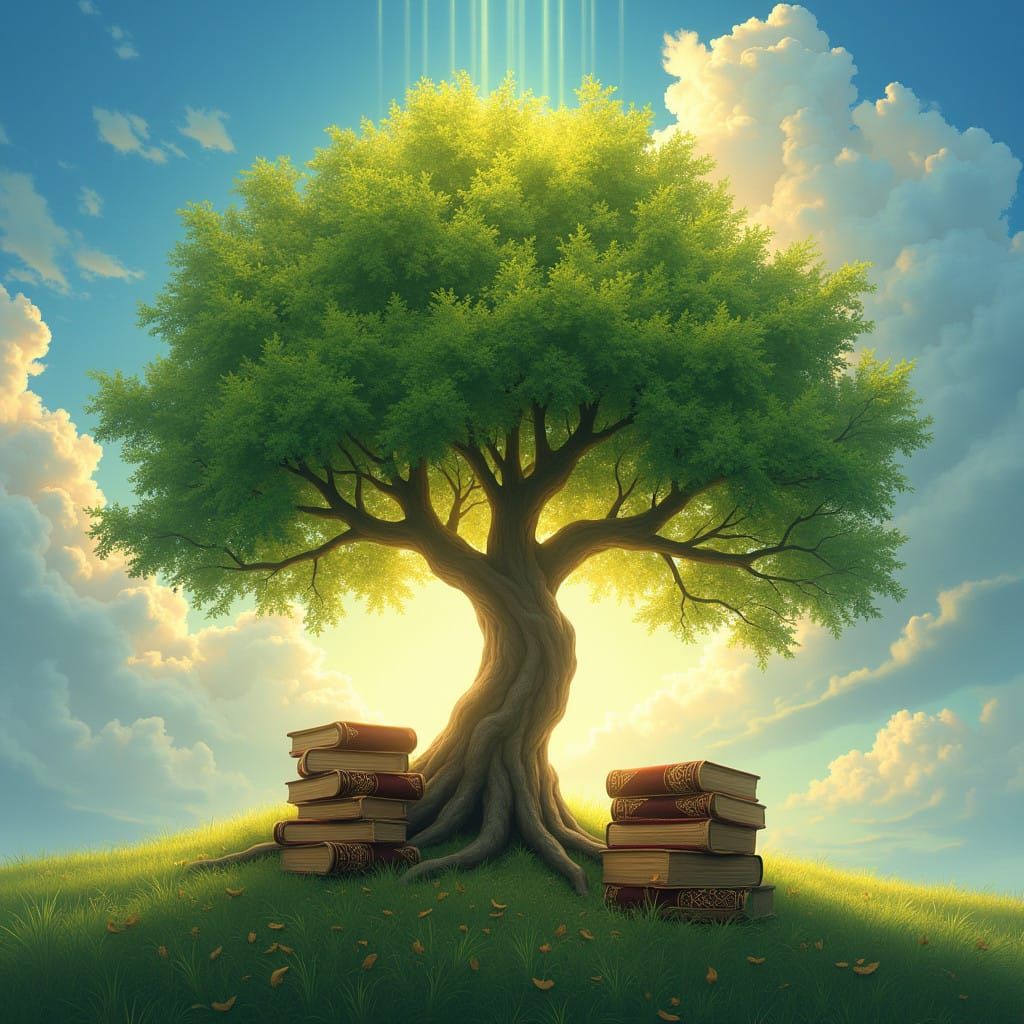 Majestic Tree of Knowledge in Ethereal Light