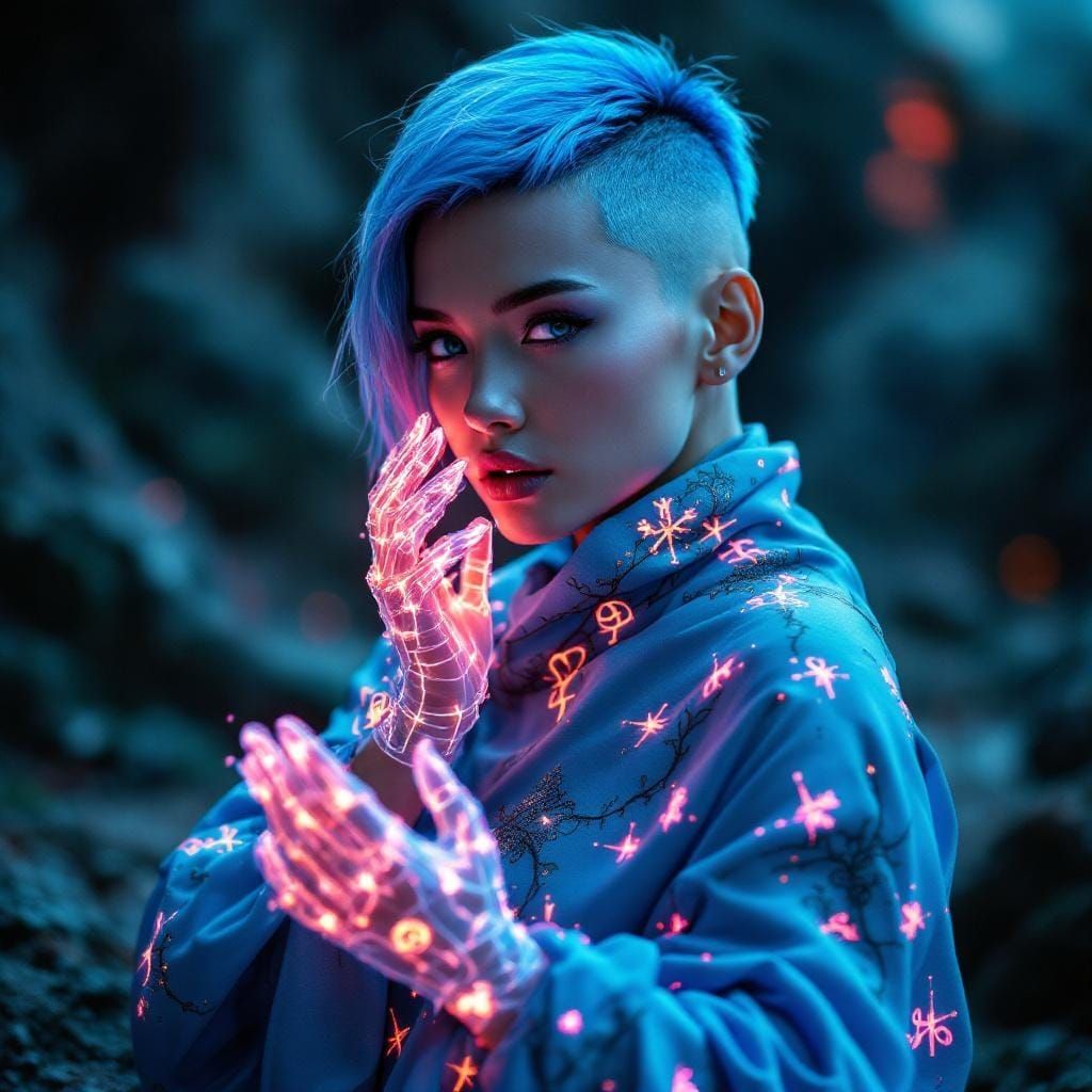 Intergalactic Portrait in Neon Cyberpunk Style