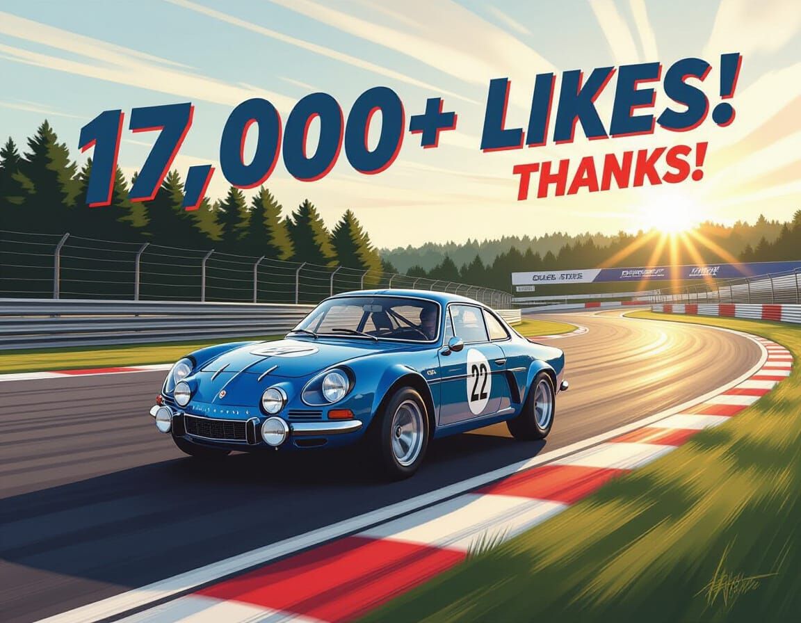 French Blue Alpine A110 Races at Le Mans Circuit