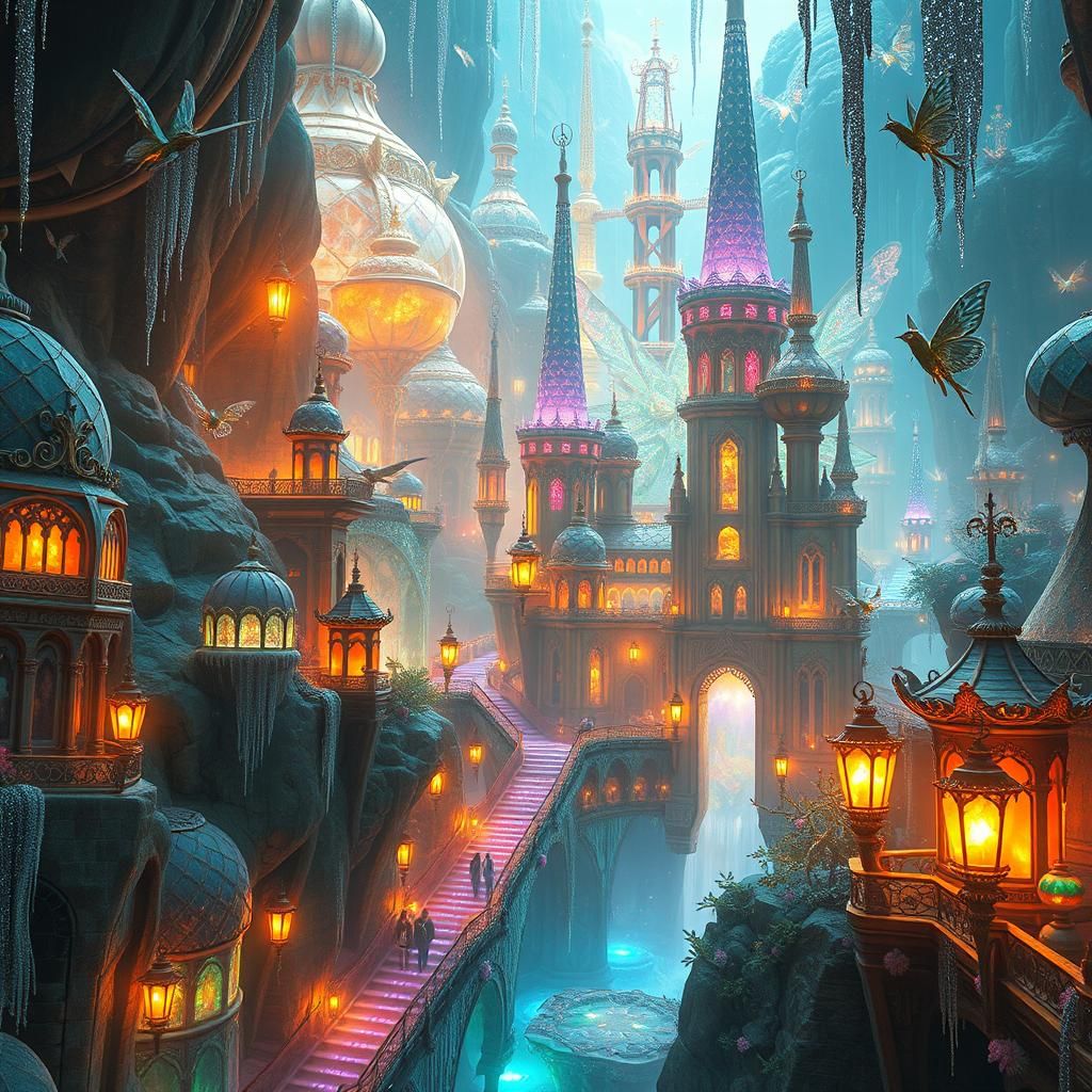 Radiant Fairy Metropolis Thriving Deep Within Earth