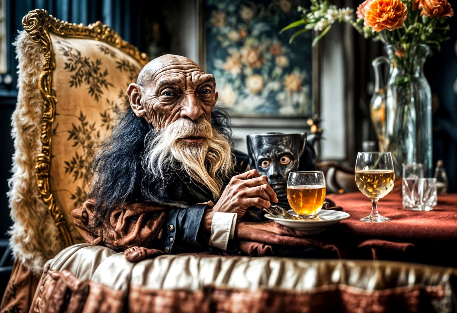 Surreal Alien Restaurant Celebration in Gritty Style