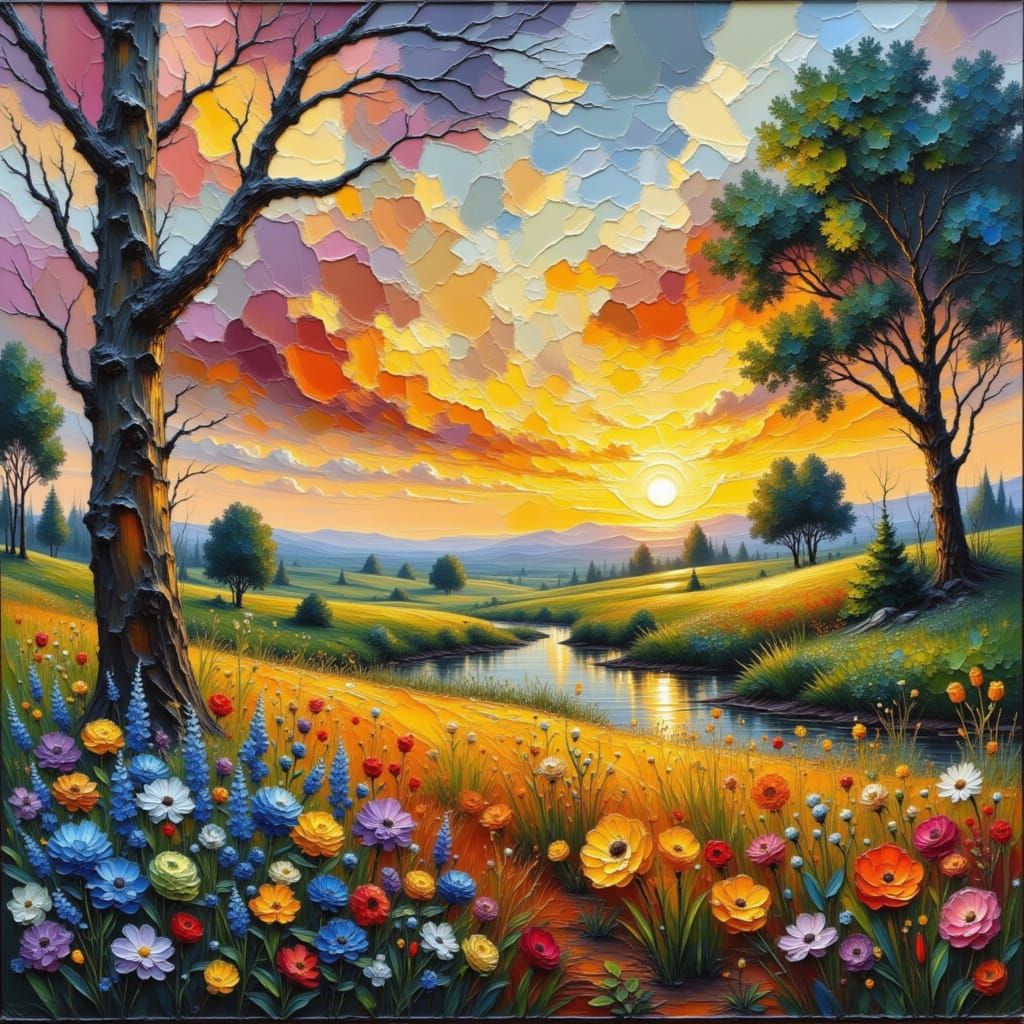 Abstract Portrait in Mixed Media Impasto Style