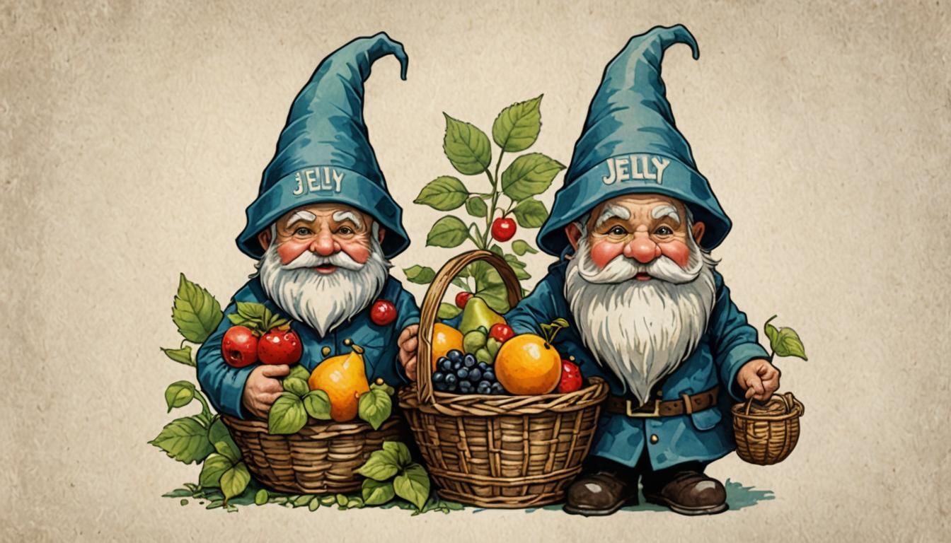 Old Garden Gnome with Fruit Basket