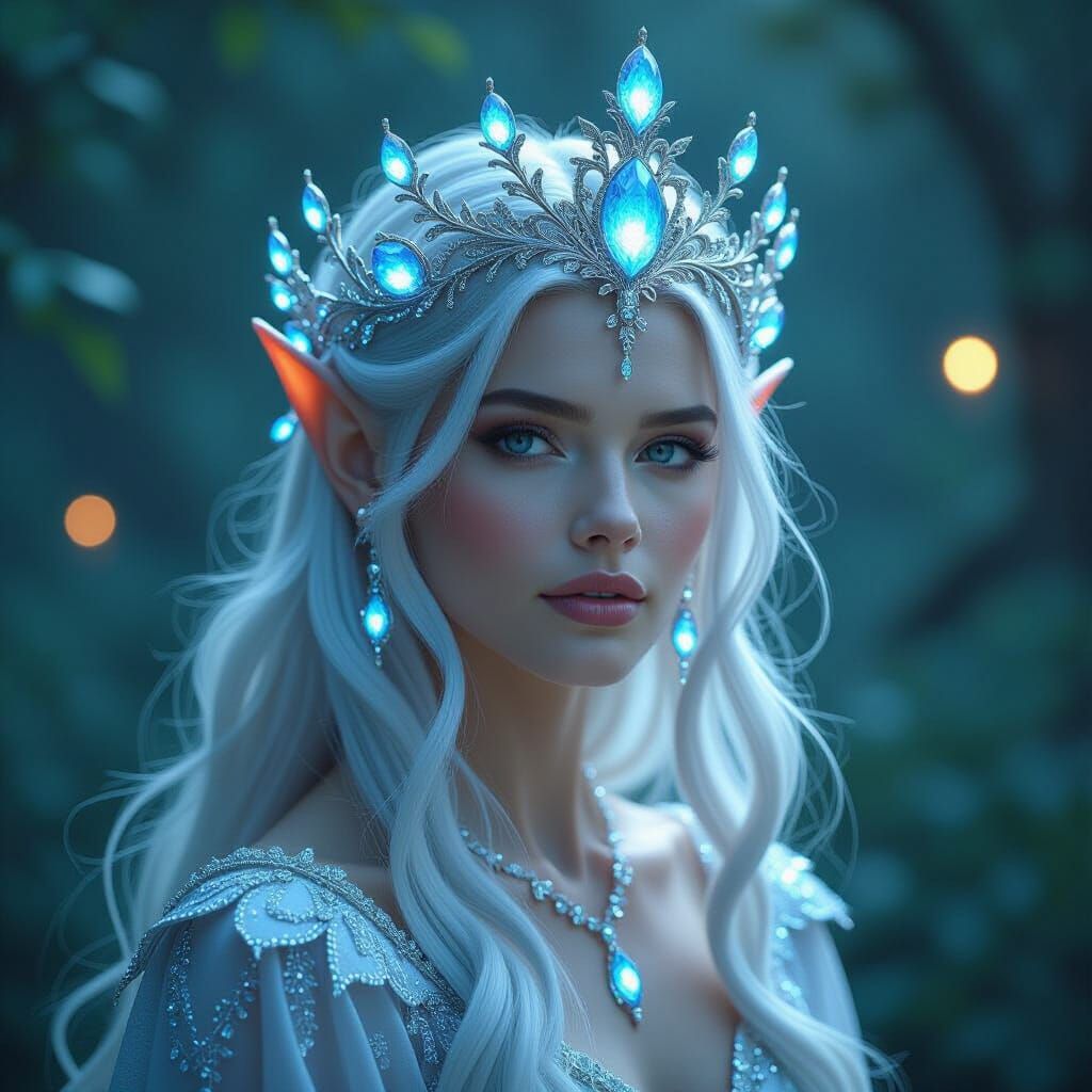 Majestic Elven Crown with Moonstones and Flowers