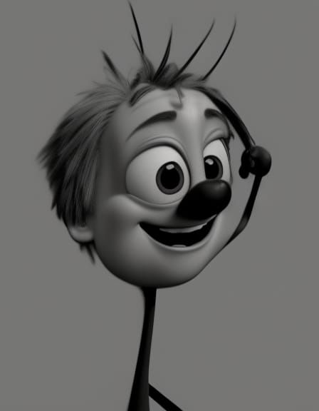 Detailed Black and White Cartoon Drawing