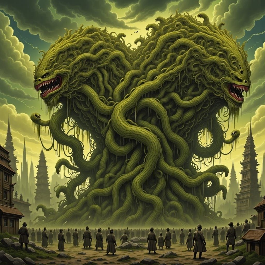 Giant Cyborg Sequoia in Giger Style