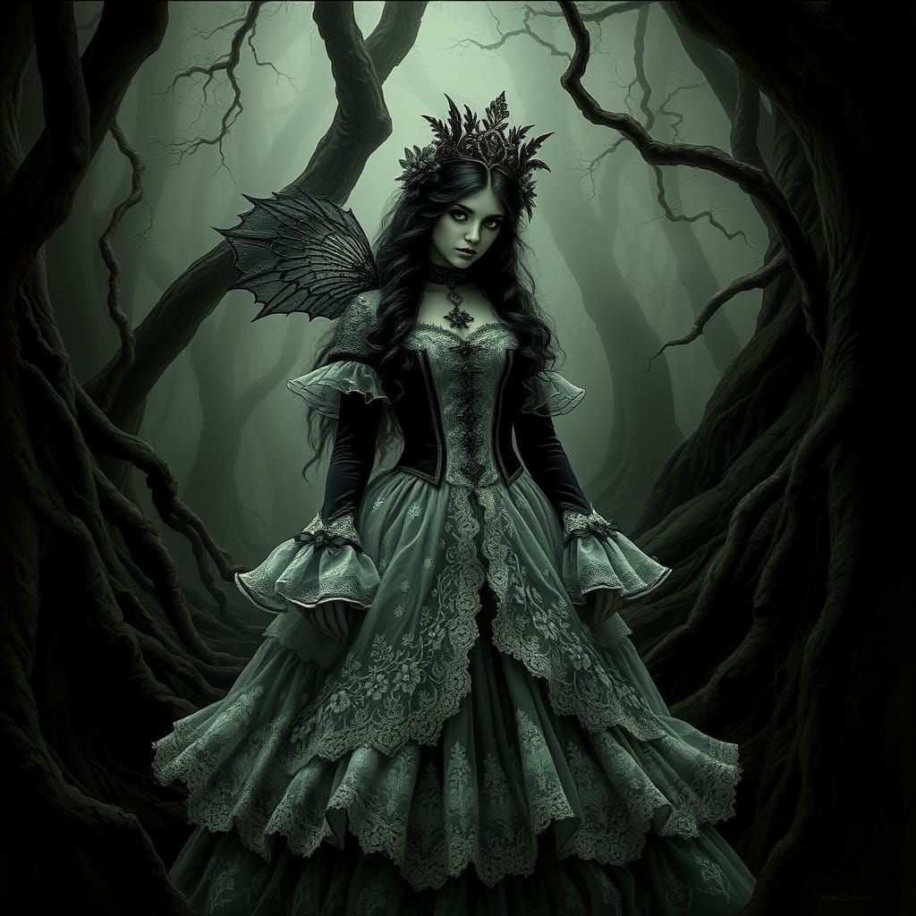 Gothic Princess in Mystical Forest