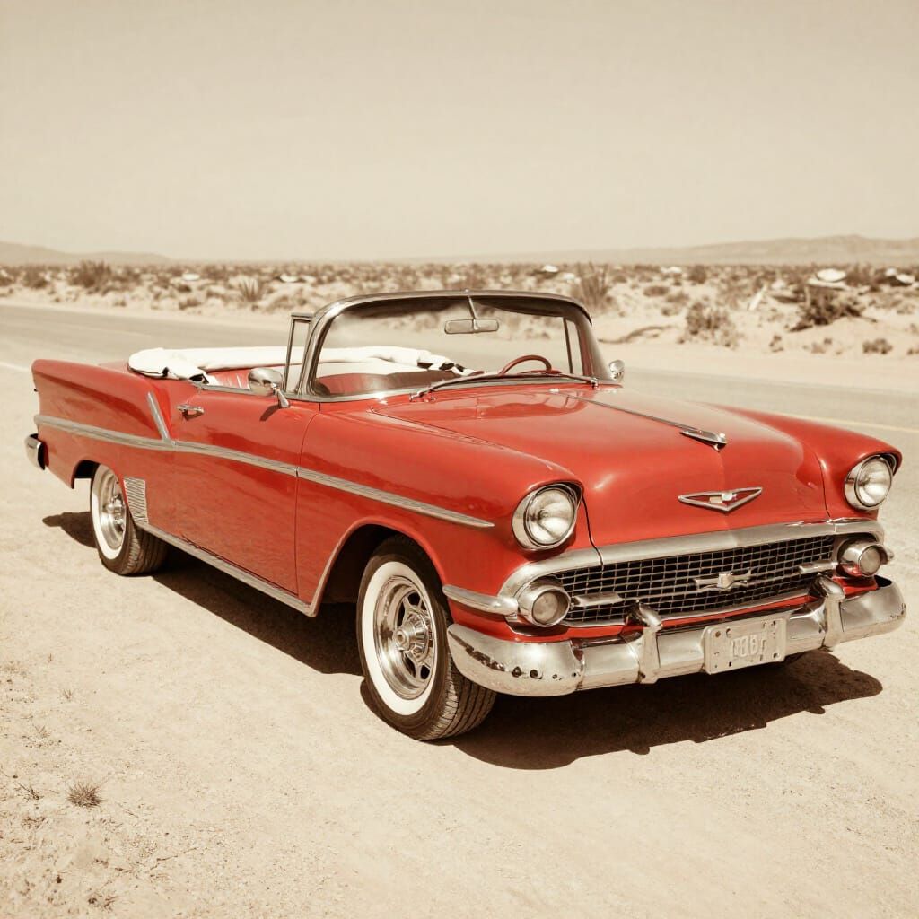 1950s Cherry Red Chevrolet Bel Air in Desert