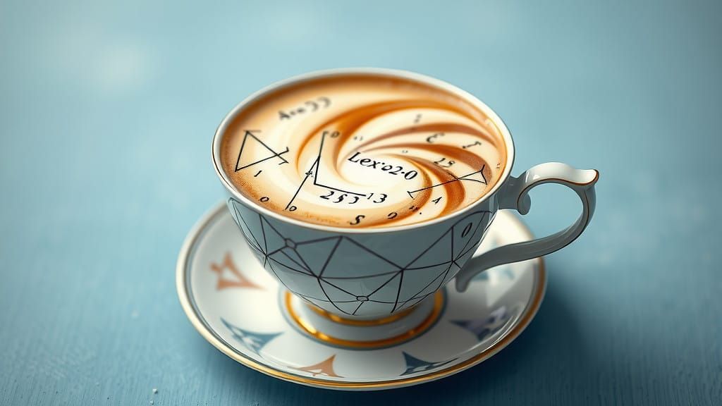 Mathematical Art Piece in Antique China Cup