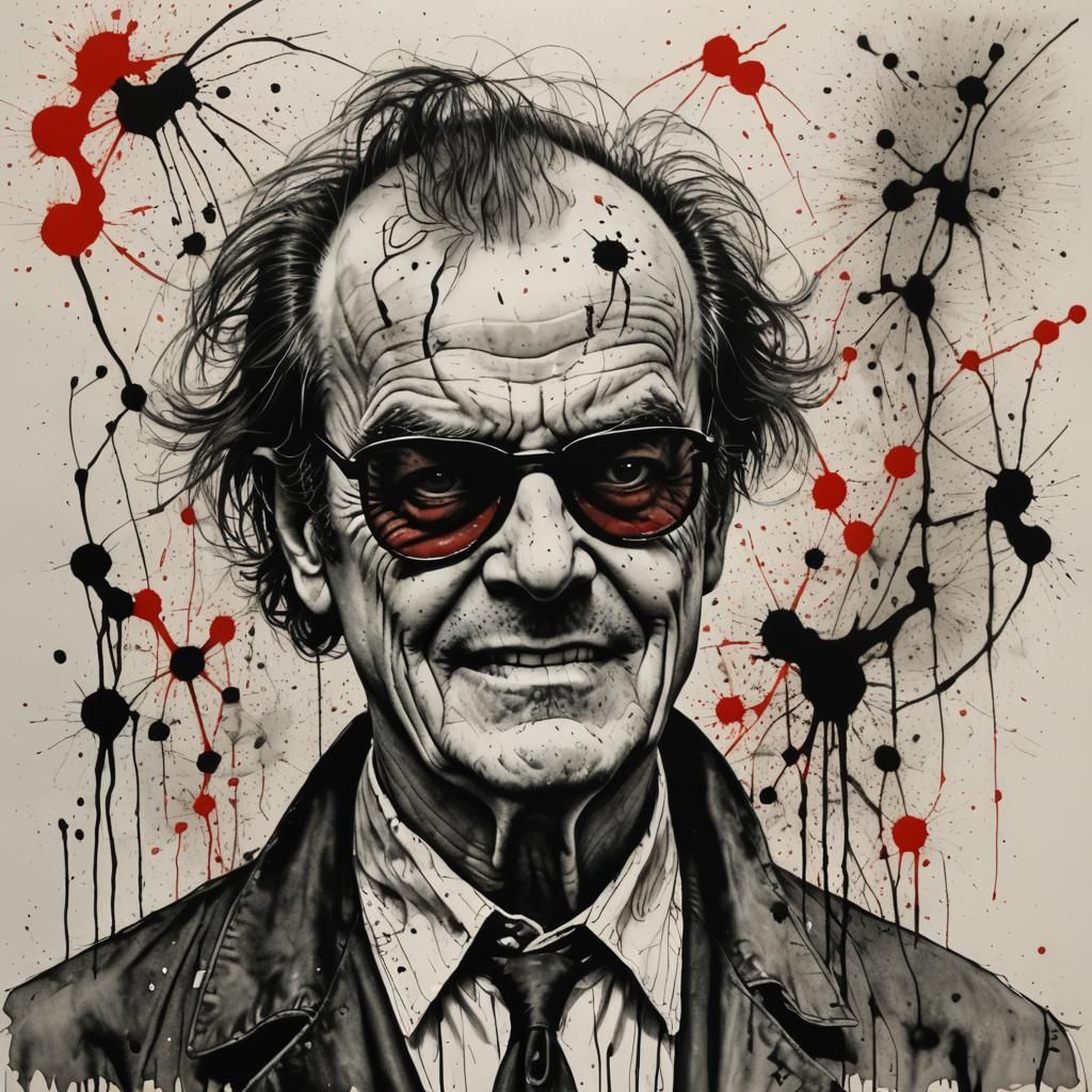 Jack Nicholson in Ink by Ralph Steadman Style