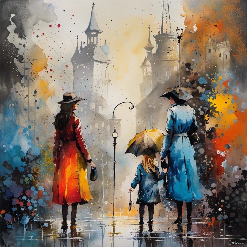 Friendship Graffiti Art in Colorful Polychromatic Style