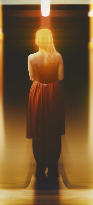 Woman Bathed in Light: Bokeh Photoillustration