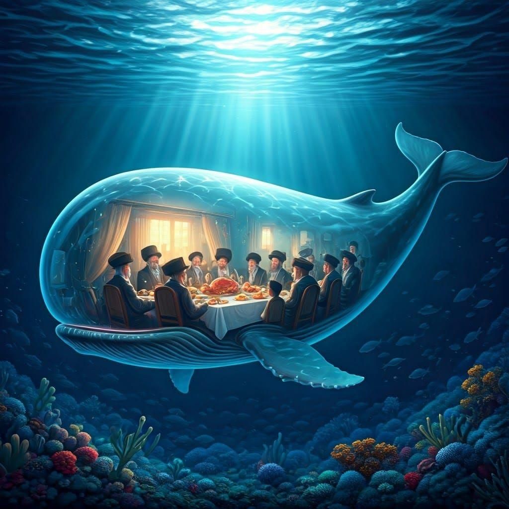 Transparent Whale Reveals Orthodox Jewish Celebration