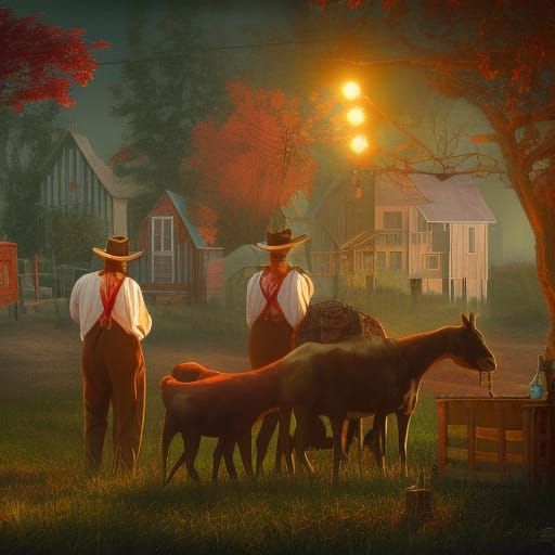 Amish Time Travelers: A Fantastical Matte Painting