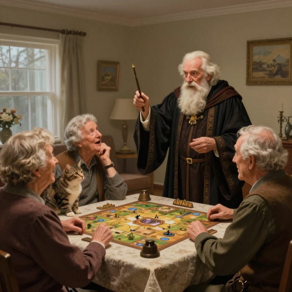 Elderly Friends Enjoy Fantasy Role-Playing Game