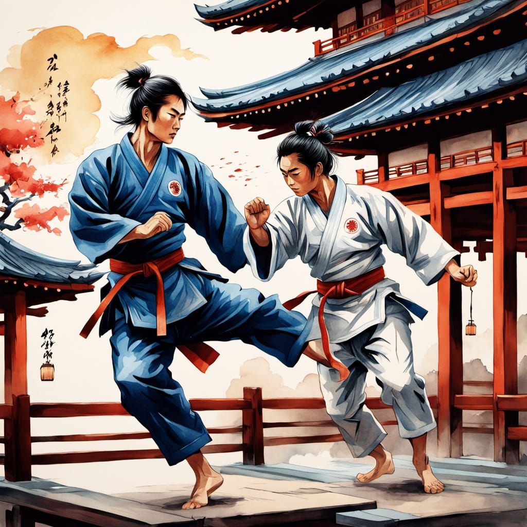 Judo Athletes in Vintage Training Hall