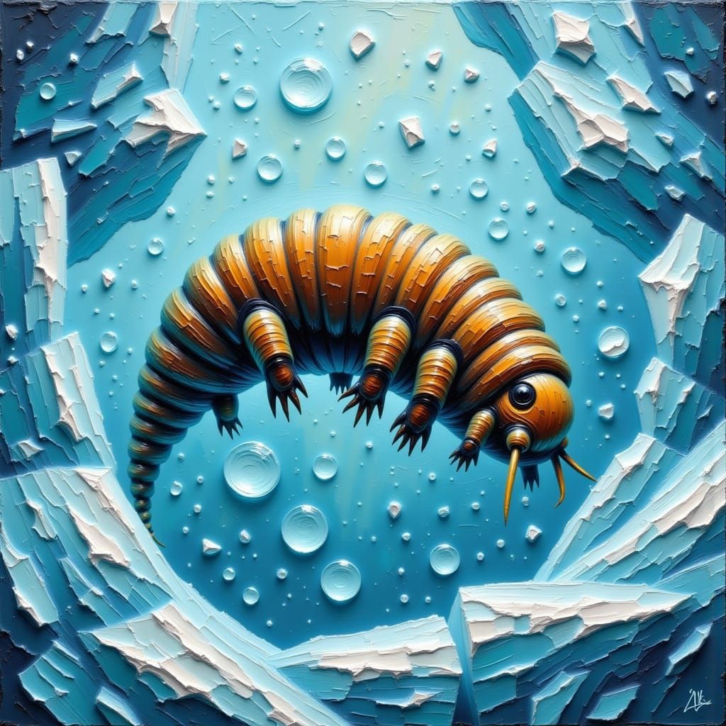 Tardigrade Frozen in Crystal Ice Environment