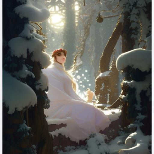 Squirrel in Winter Snow, Ghibli-Inspired Art