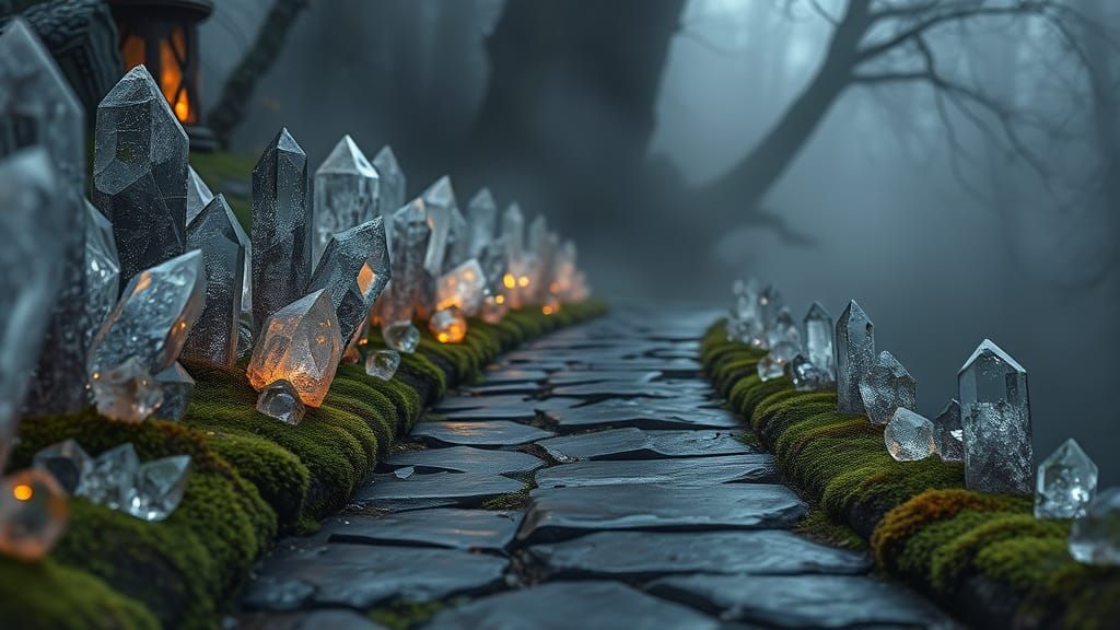 Ethereal Crystal Pathway Unveiled in Hyperrealistic Detail