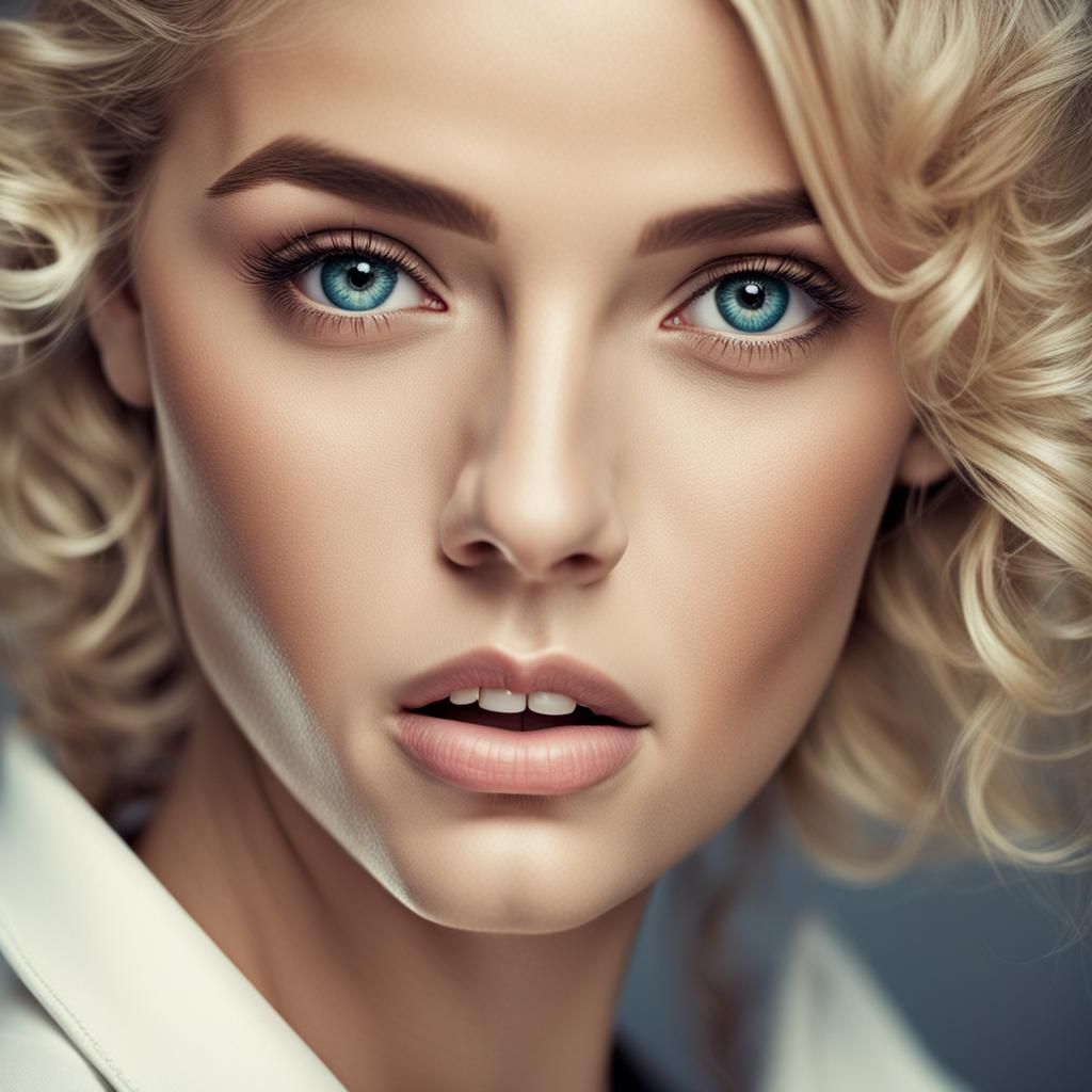 Blonde Woman with Vintage Hairstyle Smoking