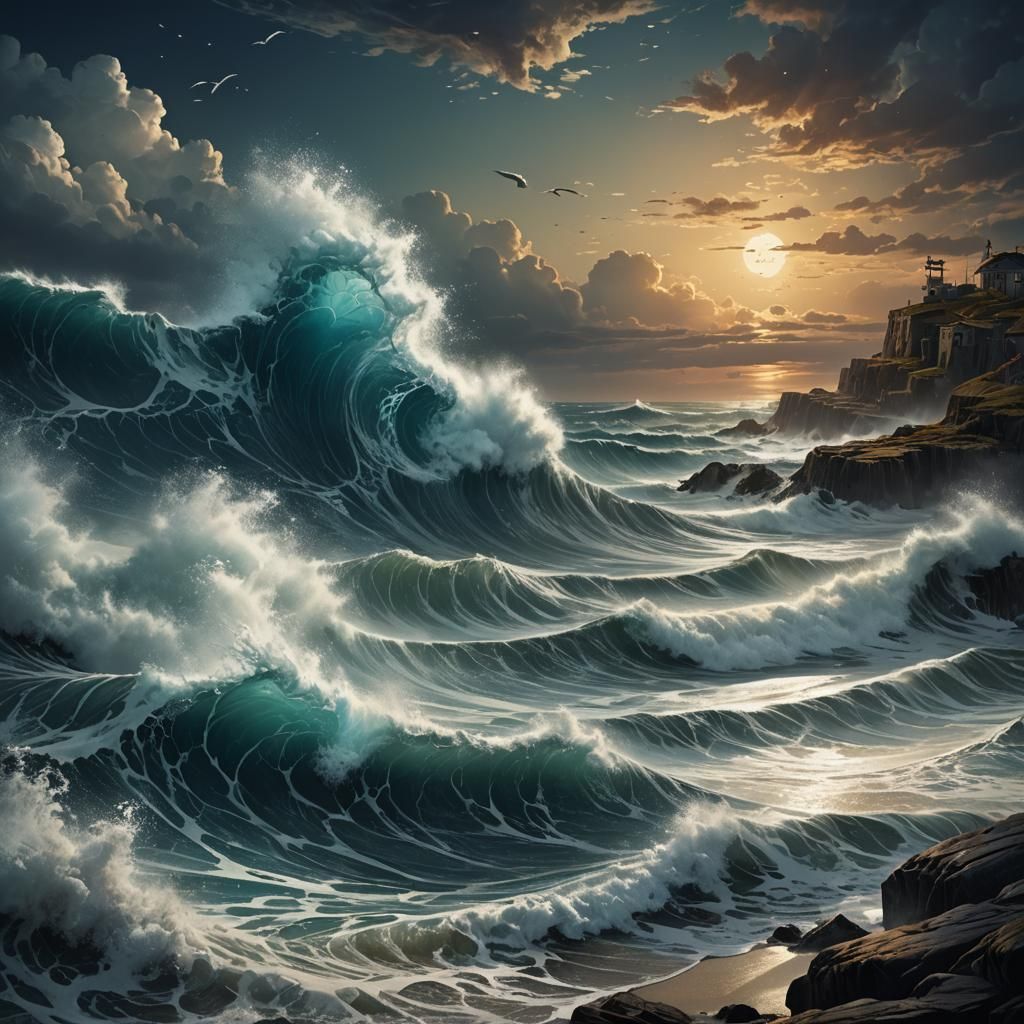 Fantastical Ocean Scene in Detailed Matte Painting