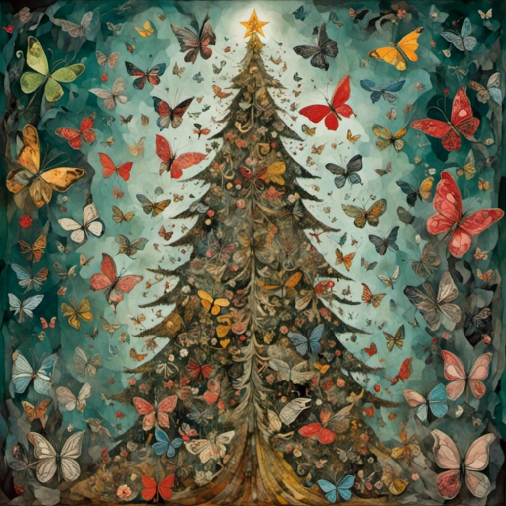 <lora:Chroma Scape:1.0> Christmas   Tree, Patchwork, intricate details, Maximalism.Evergreen tree, decorations,  Maximal...