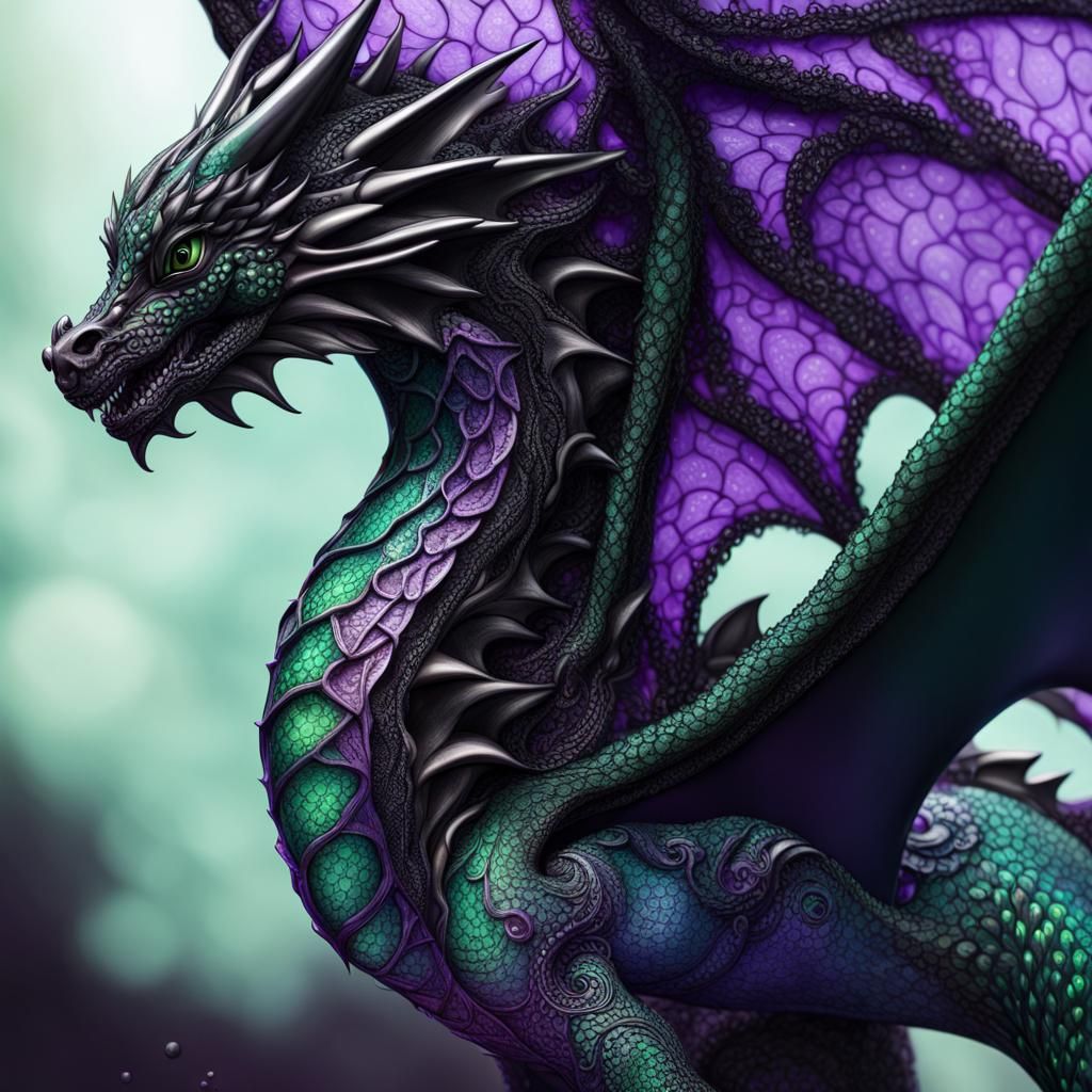 Lacy Crystal Baby Dragon with Purple Flames