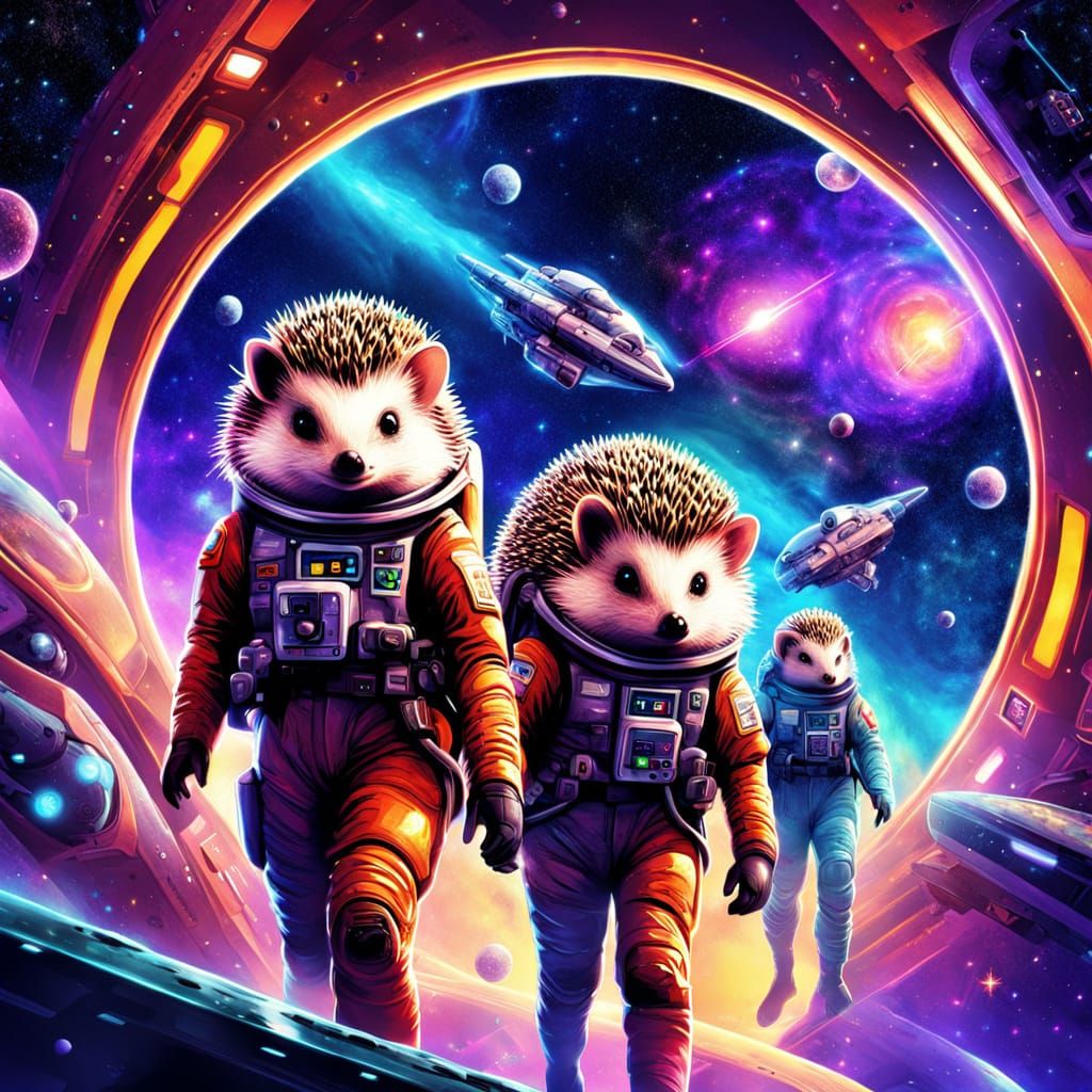 Hedgehog Space Crew Navigates Through the Stars