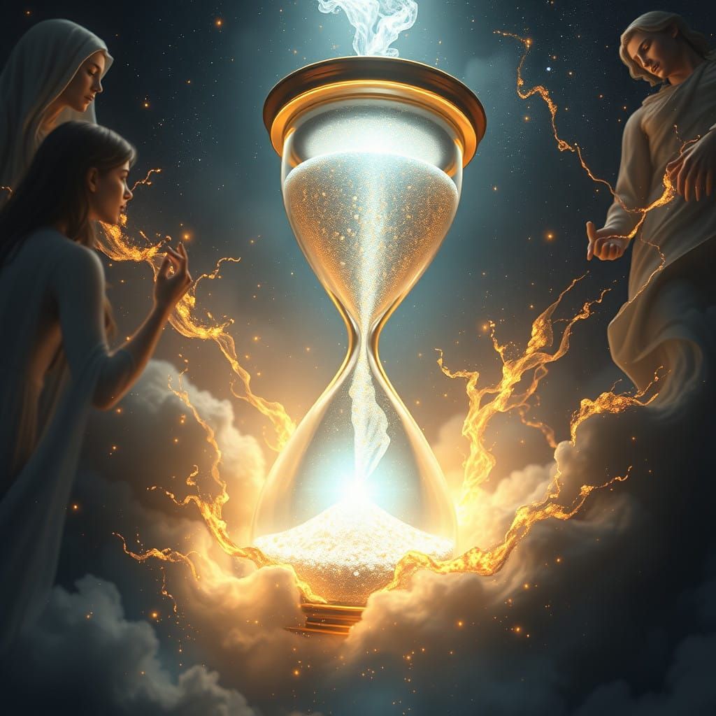 Timeless Cosmic Hourglass: A Radiant Portal to Eternity