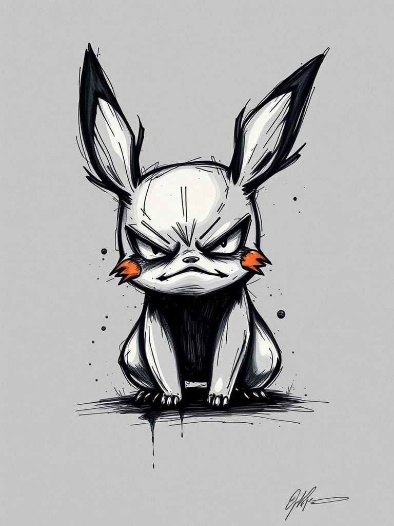 Haunting Pokémon Ink Drawing Conveys Emotional Turmoil
