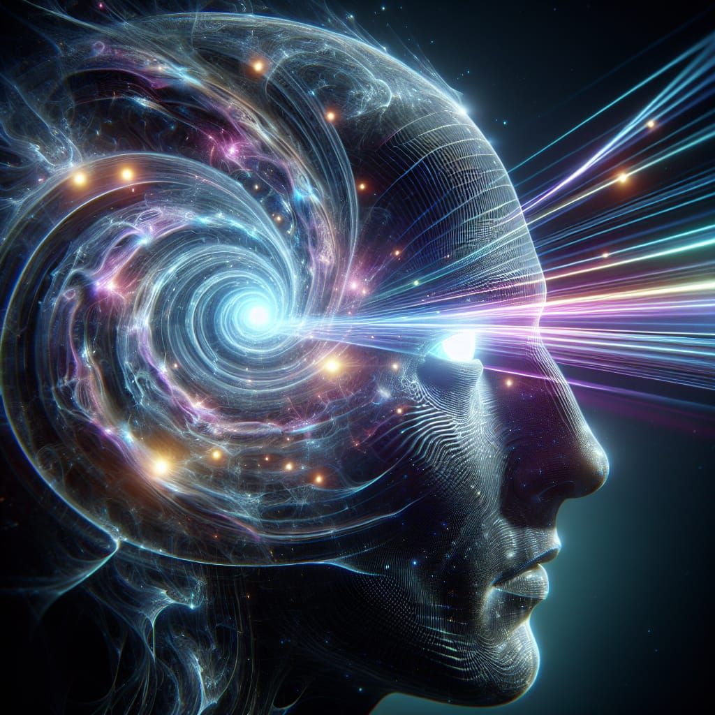 Holographic Beams Emanate From Eerie Portrait