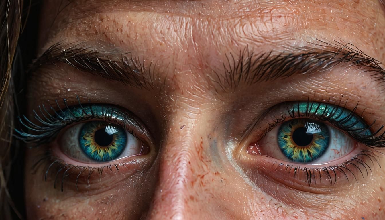 Intricate Blue-Green Eyes in Macro Detail