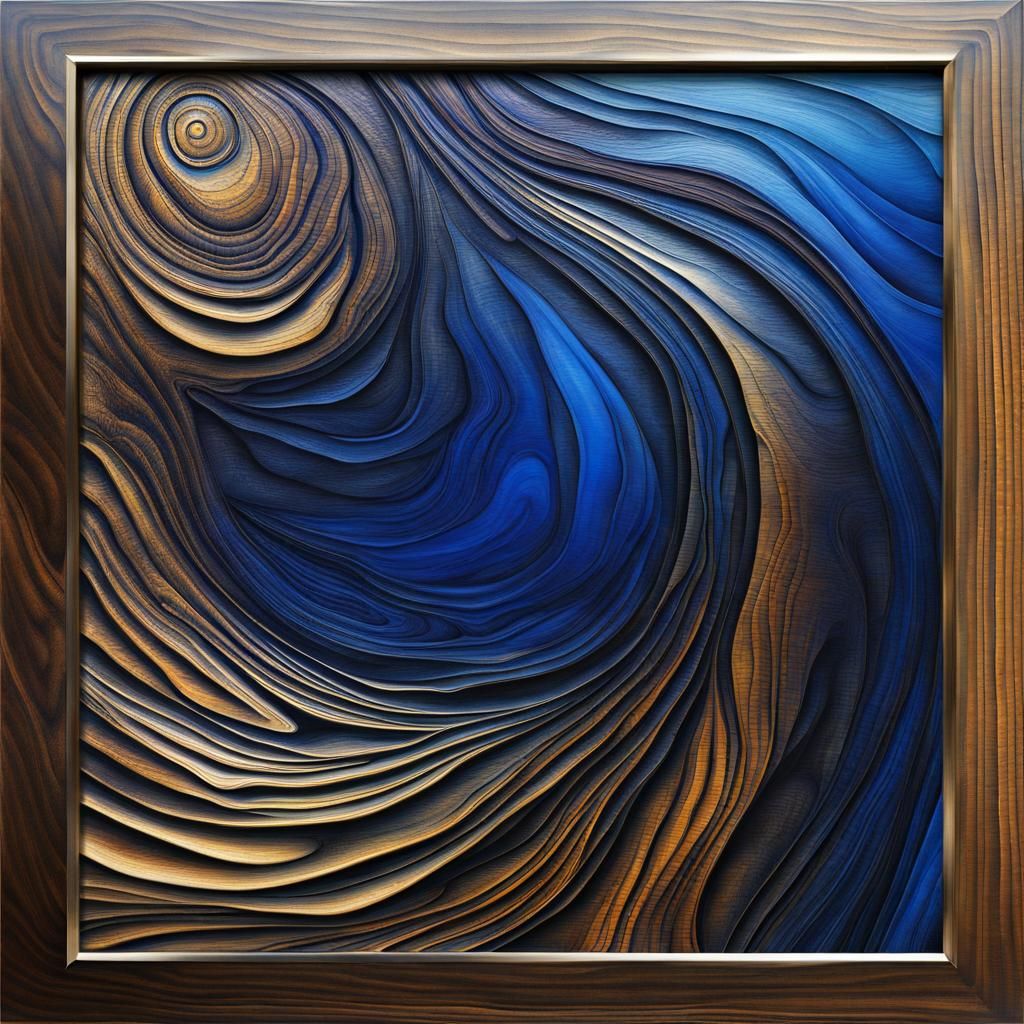 Serene Wood Grain Line Art in Royal Blue