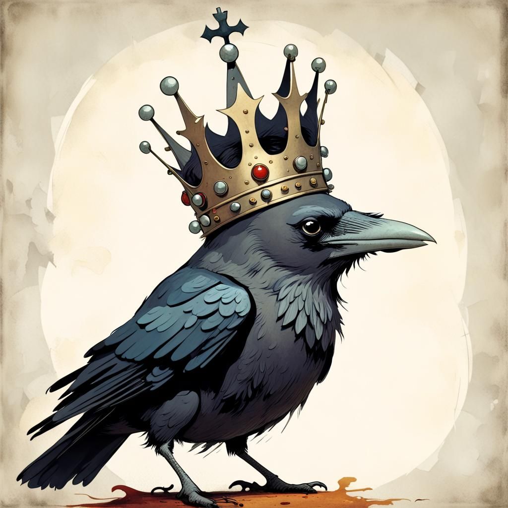 Crowned Crow: A Surreal Digital Illustration