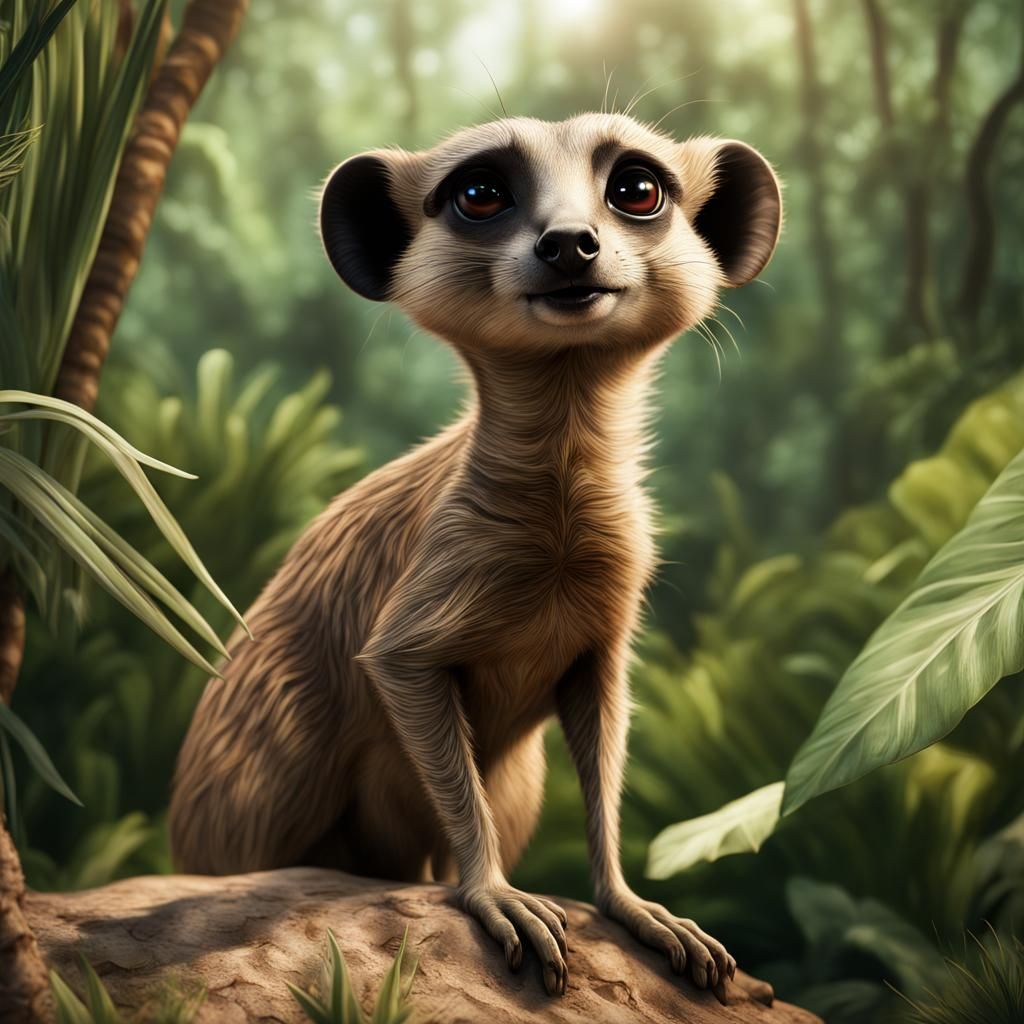 Realistic Meerkat and Warthog Jungle Scene